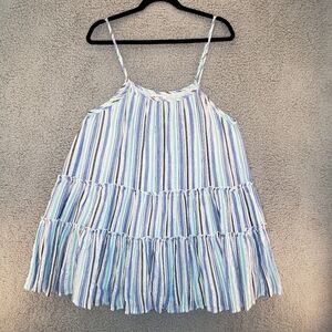 Maisin Multi Color Striped Adj. Strap Flowy Beachy Summer Time Dress Sz L.